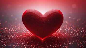 Red Heart on Red Glitter Valentine s Day Love BackgroundRed Heart on Red Glitter Valentine s Day Love Background. photo