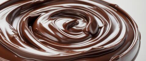 Rich dark chocolate spread texture with smooth swirls photo