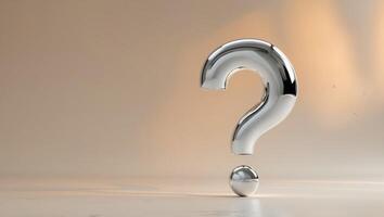 Shiny question mark on a beige background photo