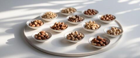 Small Bowls of Nuts for a Stylish Party PlatterSmall Bowls of Nuts for a Stylish Party Platter. photo