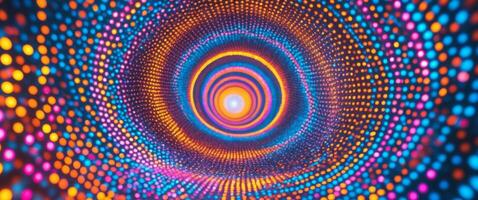 Vibrant abstract tunnel of colorful dots creating a hypnotic spiral effectVibrant abstract tunnel of colorful dots creating a hypnotic spiral effect. photo