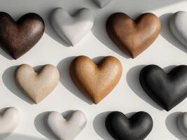 A diverse representation of heart motifs featuring various shades of skin tones symbolizing racial harmony for Unity Day photo