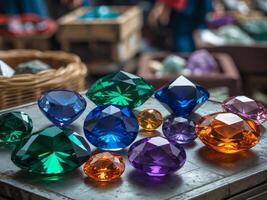 Colorful Gemstone Collection at a Market photo