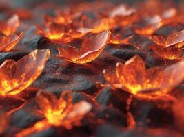 Fiery Abstract Texture with Intense Orange and Red Crystal Petals photo