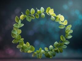 Green Leaves Frame with Dark Background for Creative Nature Projects photo