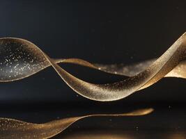 Abstract Golden Fluid Line with Sparkles on Dark Background for Creative Design ProjectsAbstract Golden Fluid Line with Sparkles on Dark Background for Creative Design Projects. photo