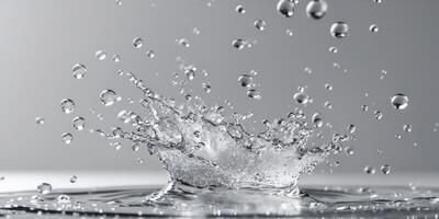 Crystal Clear Water Splash with Dynamic DropletsCrystal Clear Water Splash with Dynamic Droplets. photo