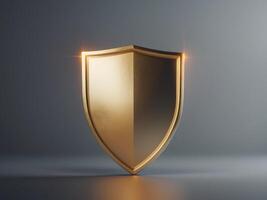 Security symbol featuring a golden shield to represent protective services photo