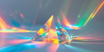 Glass Pyramid Prism Refracting Light Colorful Abstract photo