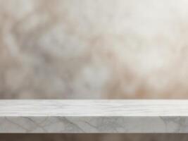 Empty Marble Counter with Blurred Background and Copy Space photo