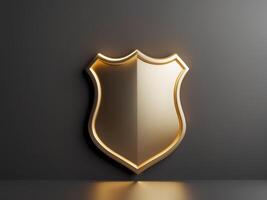 Security symbol featuring a golden shield to represent protective servicesSecurity symbol featuring a golden shield to represent protective services. photo