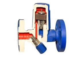 Bimetallic condensate trap for removing condensate cooled by 10 - 30 C from the boiling point. Isolated on white. photo