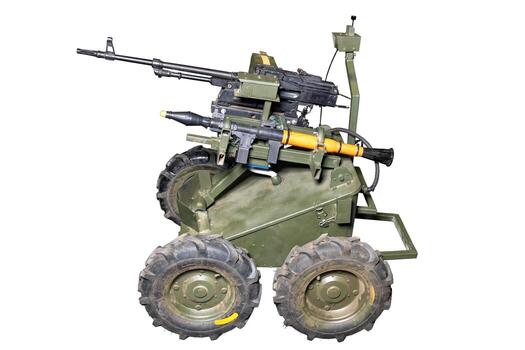 Maneuverable combat robotic platform with remote control. photo