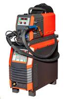 Powerful welding machine ready for precision tasks in an industrial workshop setting photo
