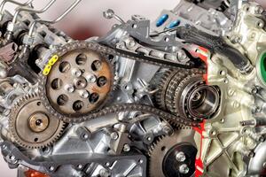 Intricate details of an engine showcasing gears and machinery in dynamic engineering exploration photo