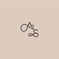 wedding typography monogram luxurious organic style and elegant concept AS dynamic line initial letter vector