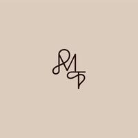 wedding typography monogram luxurious organic style and elegant concept MT dynamic line initial letter vector