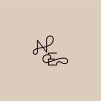 wedding typography monogram luxurious organic style and elegant concept NE dynamic line initial letter vector