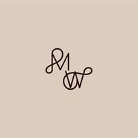 wedding typography monogram luxurious organic style and elegant concept MW dynamic line initial letter vector