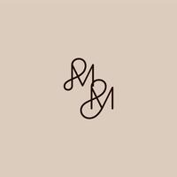 wedding typography monogram luxurious organic style and elegant concept MM dynamic line initial letter vector