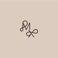 wedding typography monogram luxurious organic style and elegant concept MX dynamic line initial letter vector