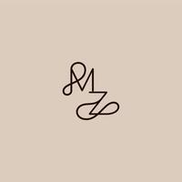 wedding typography monogram luxurious organic style and elegant concept MZ dynamic line initial letter vector