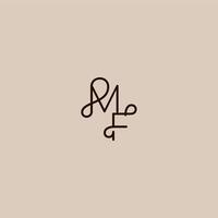 wedding typography monogram luxurious organic style and elegant concept MF dynamic line initial letter vector