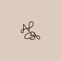 wedding typography monogram luxurious organic style and elegant concept NB dynamic line initial letter vector