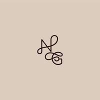 wedding typography monogram luxurious organic style and elegant concept NG dynamic line initial letter vector