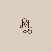 wedding typography monogram luxurious organic style and elegant concept MS dynamic line initial letter vector