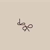 wedding typography monogram luxurious organic style and elegant concept LX dynamic line initial letter vector