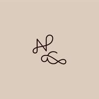 wedding typography monogram luxurious organic style and elegant concept NC dynamic line initial letter vector