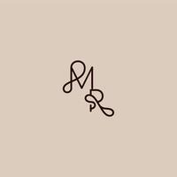 wedding typography monogram luxurious organic style and elegant concept MR dynamic line initial letter vector