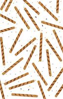 Crispy Chocolate flavored wafer roll background on white vector