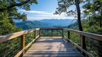 scenic overlook with wooden deck offers breathtaking mountain views photo