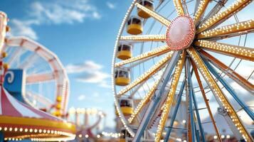 High resolution image of vibrant carnival with Ferris wheel photo
