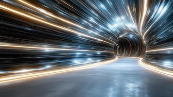 Dynamic light trails create mesmerizing tunnel effect in this abstract image photo