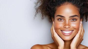 Fresh makeup look with dewy skin and natural beauty, showcasing confidence photo