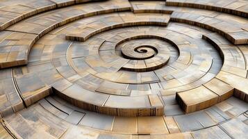 Intricate spiral patterns in metallic tones create mesmerizing design photo
