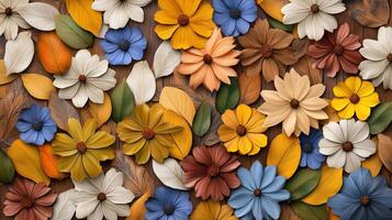 Colorful floral patterns with leaves in vibrant arrangement photo
