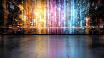 Vibrant abstract digital glitch art with colorful vertical lines photo