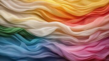 Flowing fabric in vibrant colors creates serene and artistic atmosphere photo