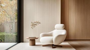 cozy corner featuring plush chair and minimalist side table photo