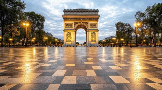 alto resolución imagen de arco Delaware triunfo a oscuridad, exhibiendo sus grandeza foto