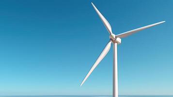 High resolution image of wind turbine against clear blue sky photo