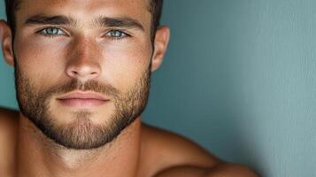 High resolution image of man with rugged look and striking features photo