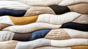 Intricate patterns of textured fabric in warm, neutral tones create depth photo