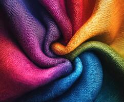 Colorful fabric swirl showcasing rich textures and vibrant hues photo