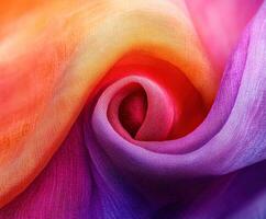 Colorful swirl of fabric displaying vibrant gradient tones in soft texture photo