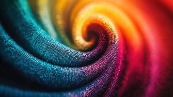 Colorful swirling fabric texture with vibrant hues and smooth patterns photo